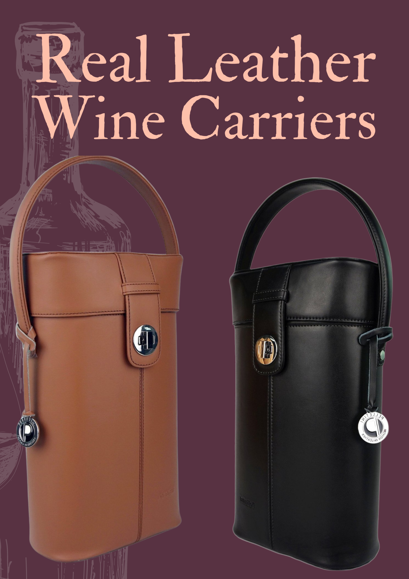 Real Leather Wine Carriers